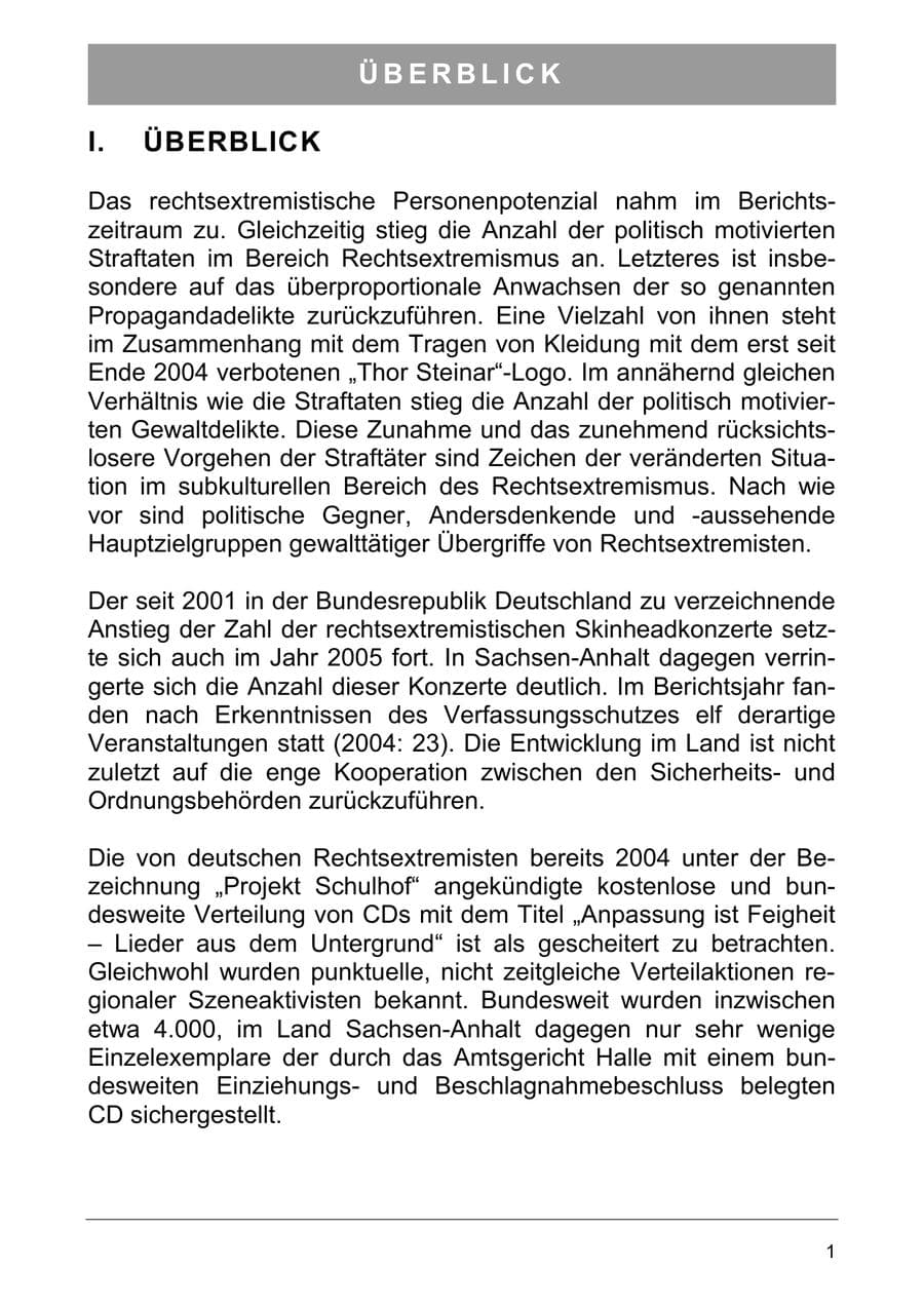 Seite 10 des Verfassungsschutzbericht 2005 Sachsen-Anhalt