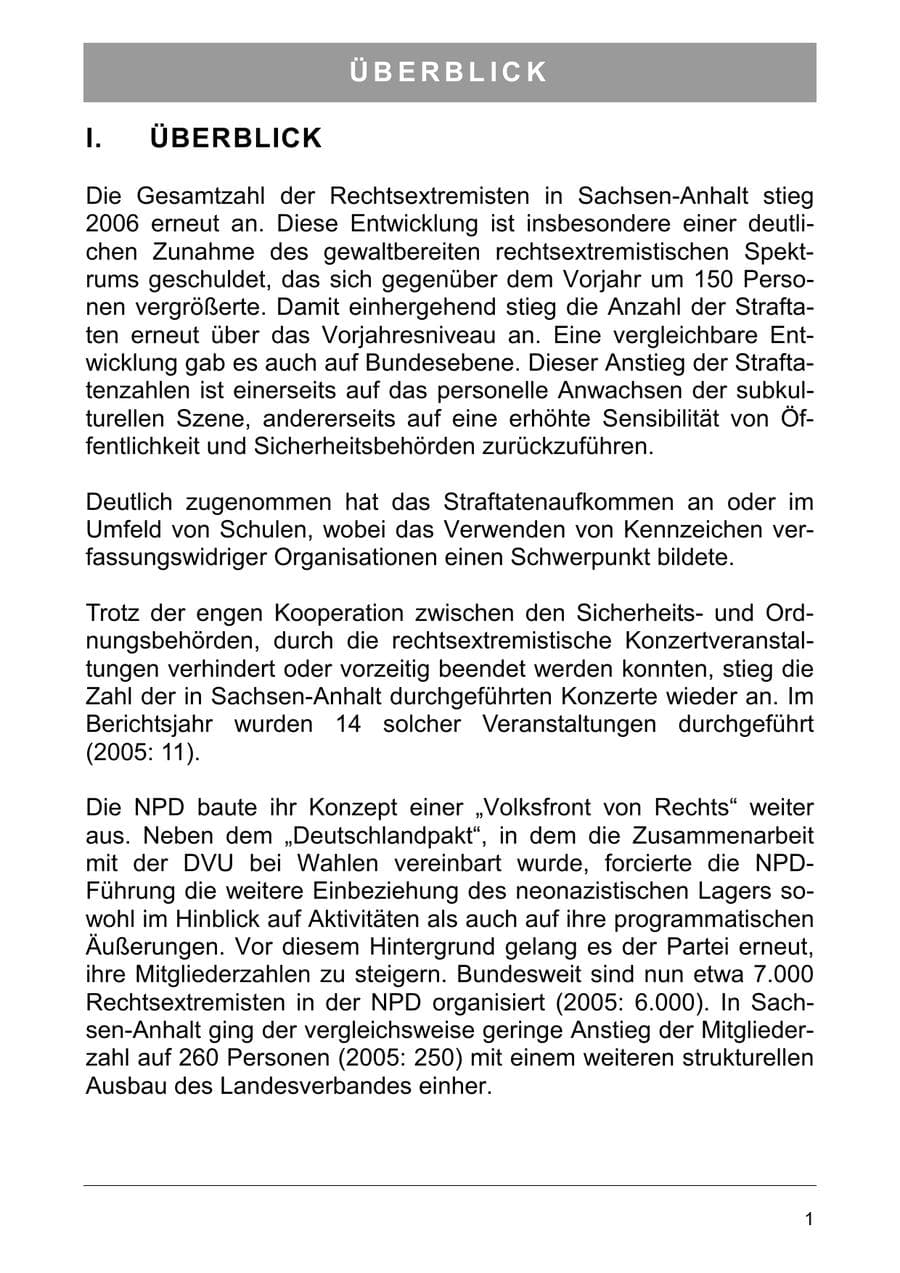 Seite 14 des Verfassungsschutzbericht 2006 Sachsen-Anhalt