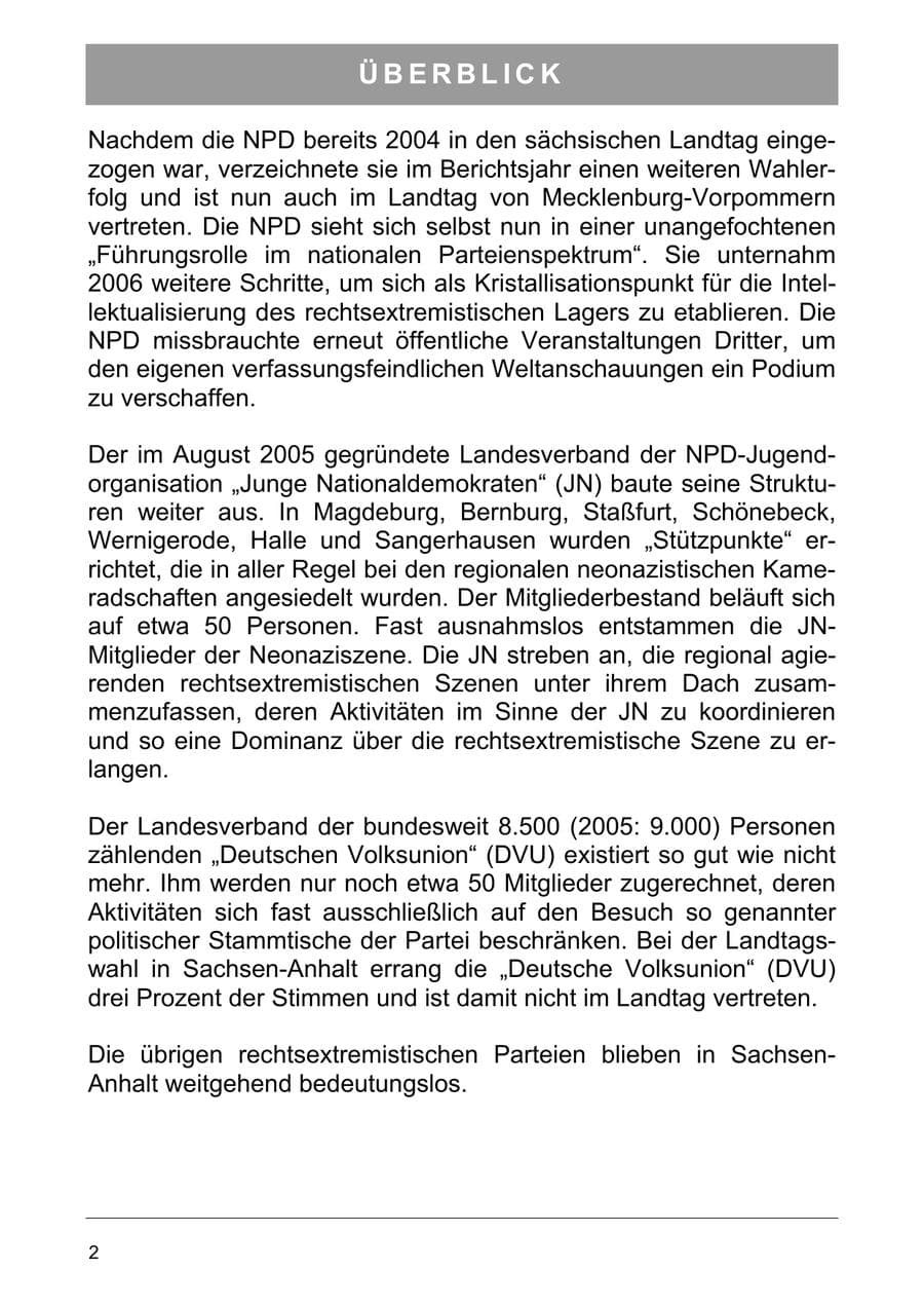 Seite 15 des Verfassungsschutzbericht 2006 Sachsen-Anhalt