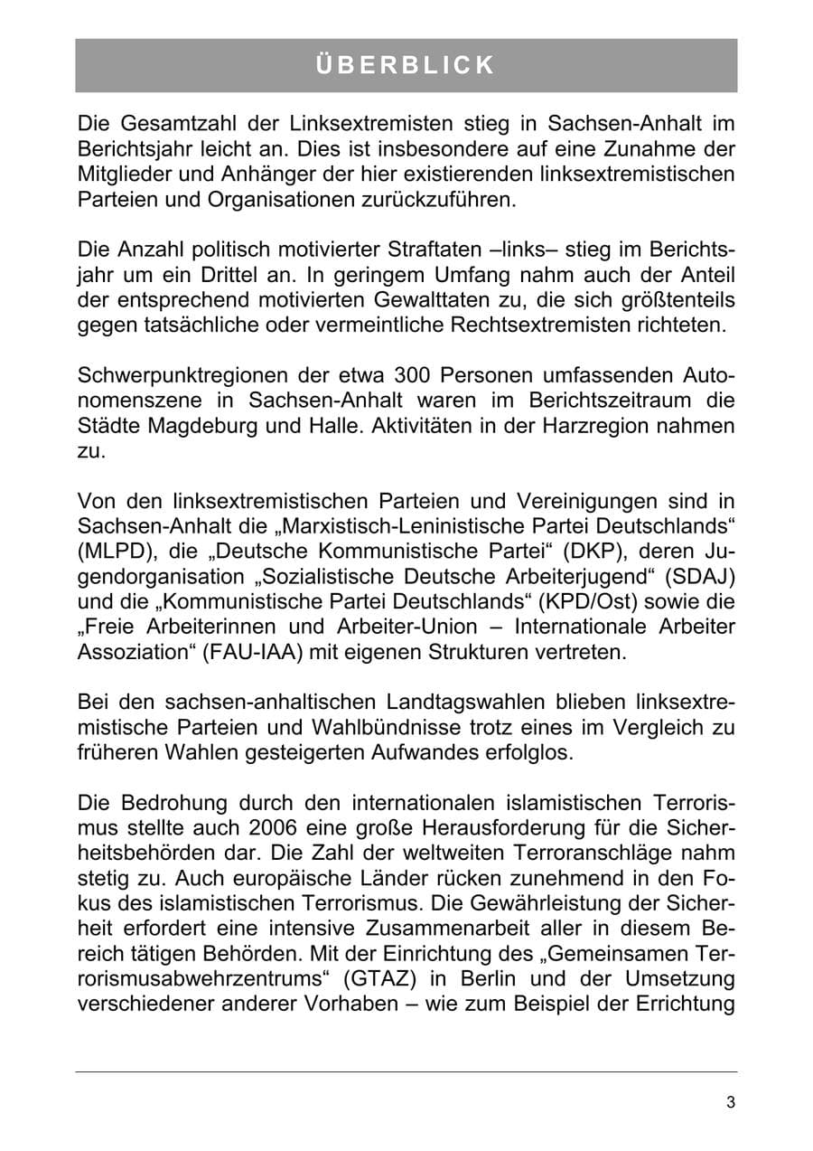 Seite 16 des Verfassungsschutzbericht 2006 Sachsen-Anhalt