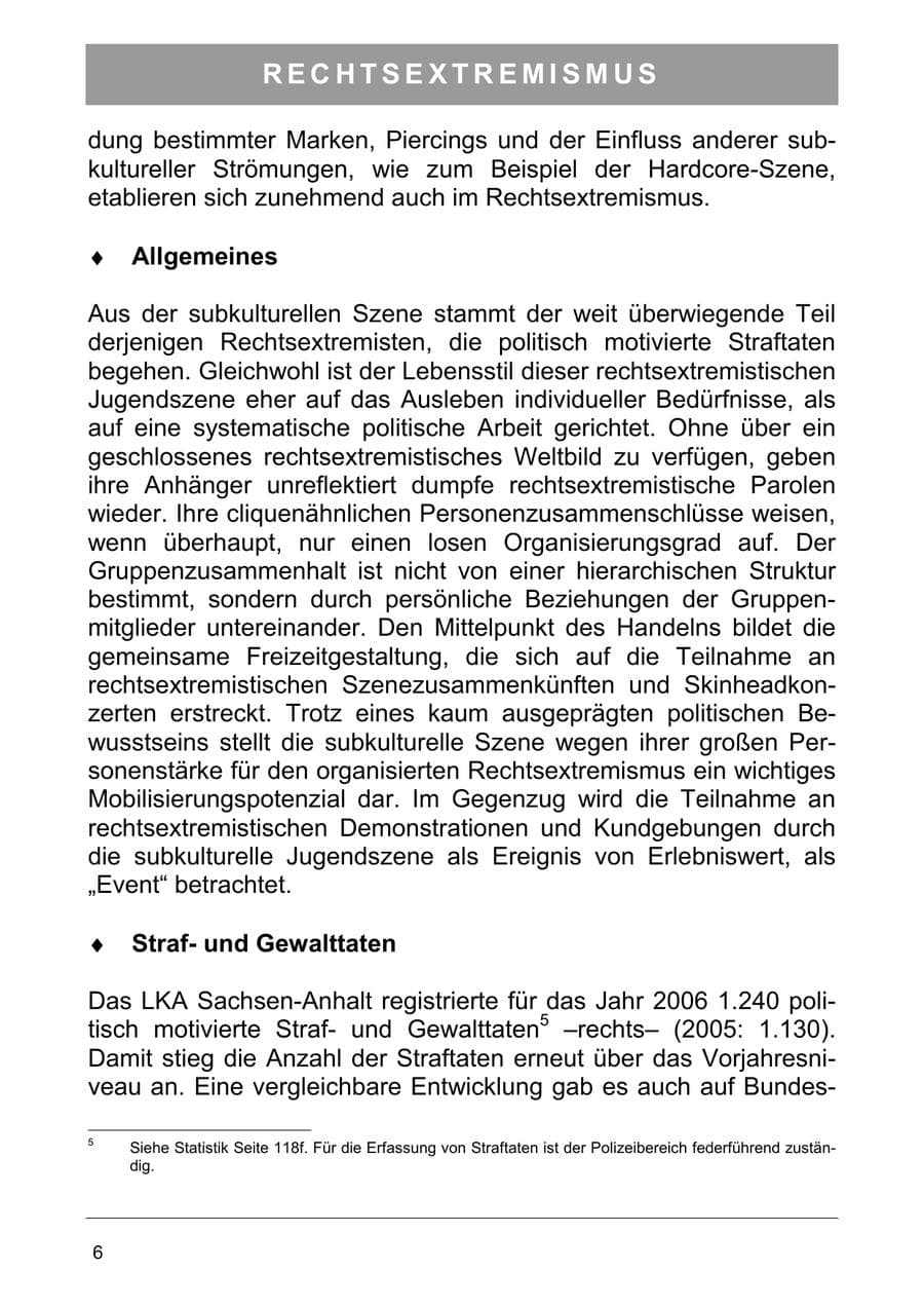 Seite 19 des Verfassungsschutzbericht 2006 Sachsen-Anhalt