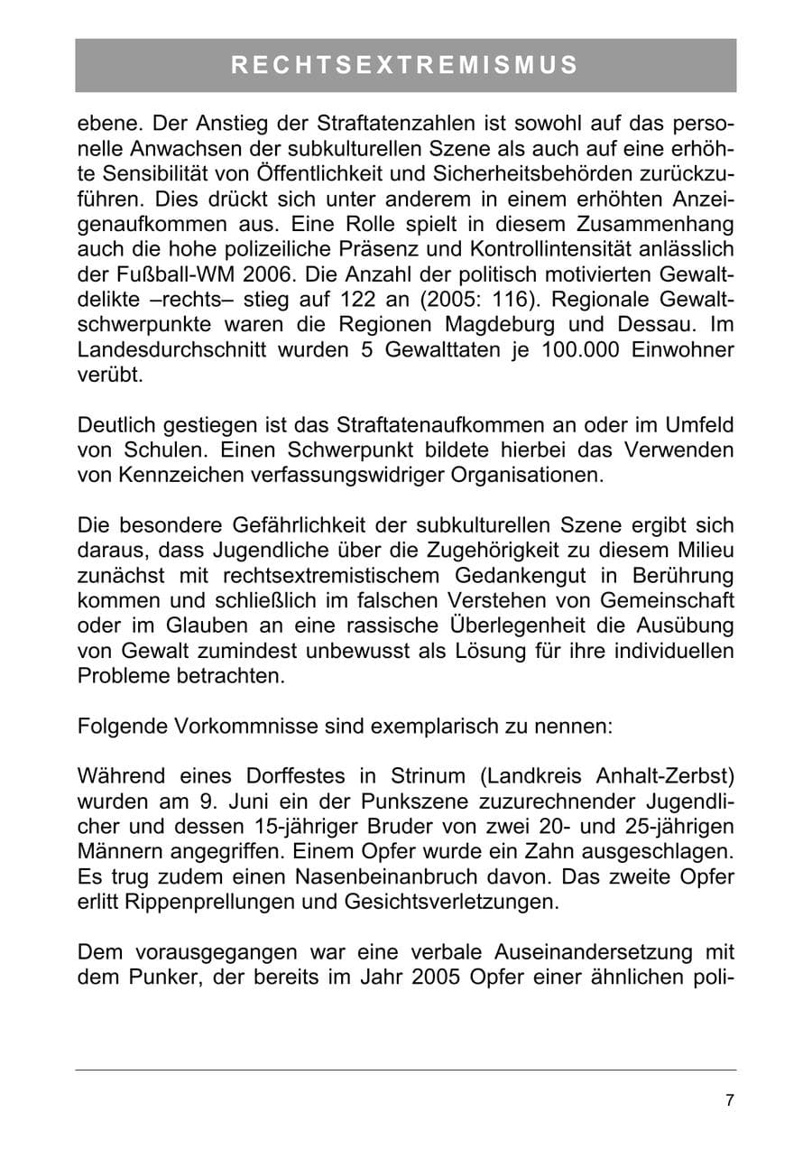 Seite 20 des Verfassungsschutzbericht 2006 Sachsen-Anhalt