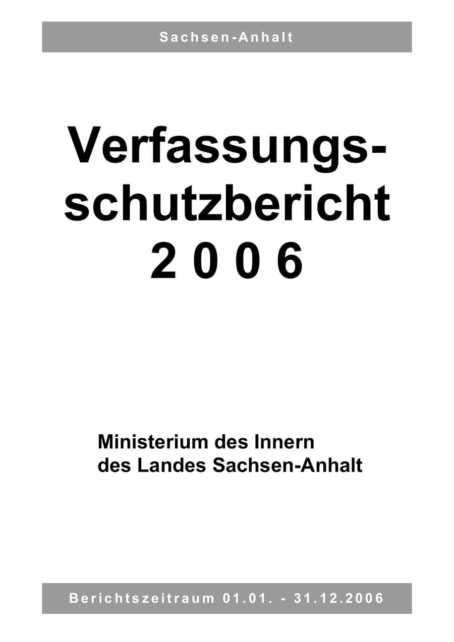 Seite 3 des Verfassungsschutzbericht 2006 Sachsen-Anhalt