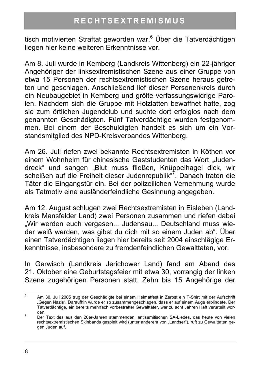 Seite 21 des Verfassungsschutzbericht 2006 Sachsen-Anhalt