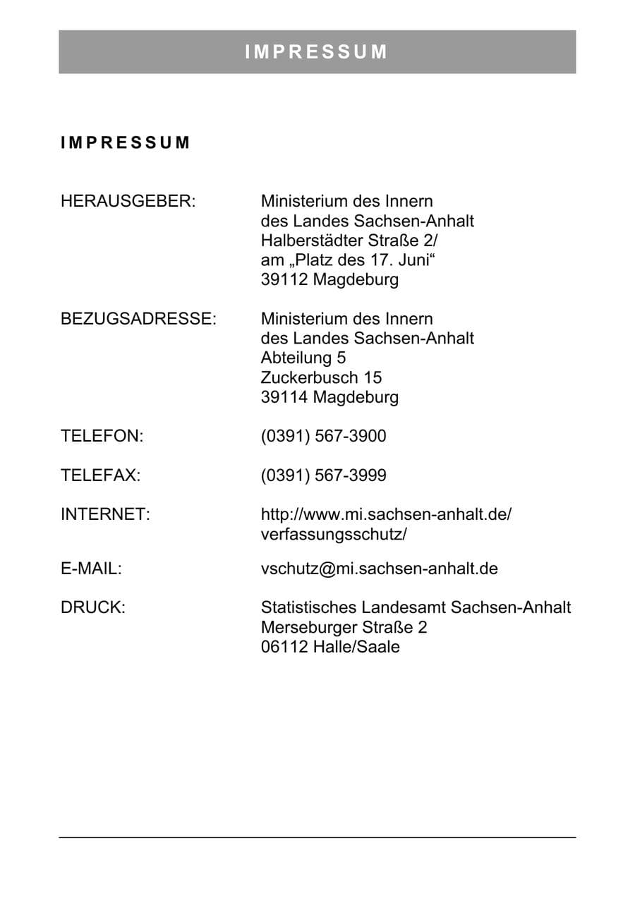 Seite 4 des Verfassungsschutzbericht 2006 Sachsen-Anhalt