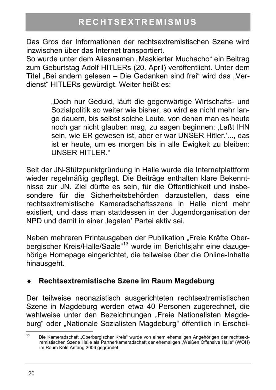 Seite 33 des Verfassungsschutzbericht 2006 Sachsen-Anhalt