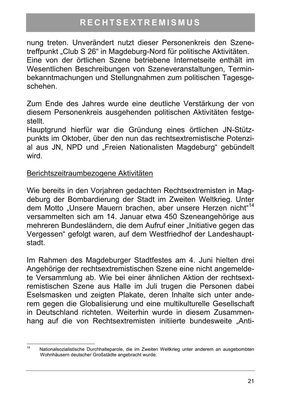 Seite 34 des Verfassungsschutzbericht 2006 Sachsen-Anhalt