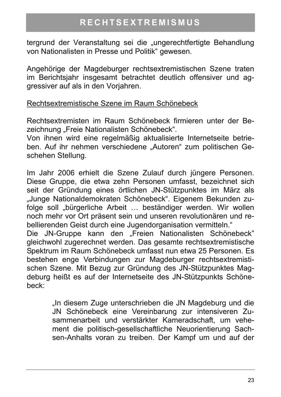 Seite 36 des Verfassungsschutzbericht 2006 Sachsen-Anhalt