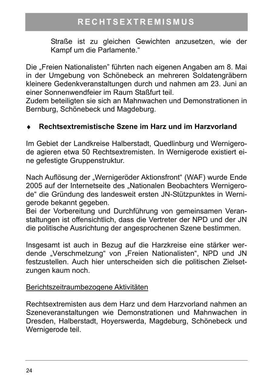 Seite 37 des Verfassungsschutzbericht 2006 Sachsen-Anhalt