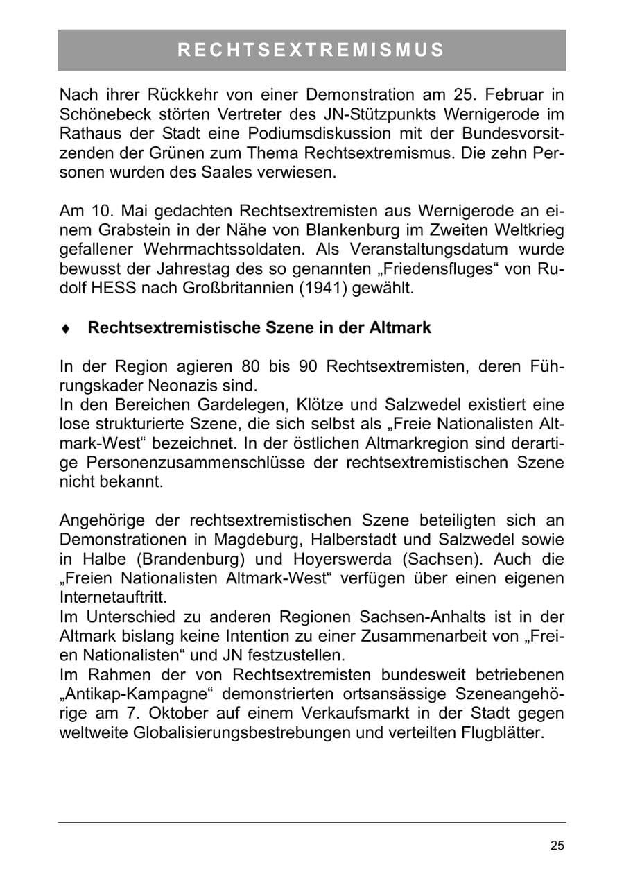 Seite 38 des Verfassungsschutzbericht 2006 Sachsen-Anhalt