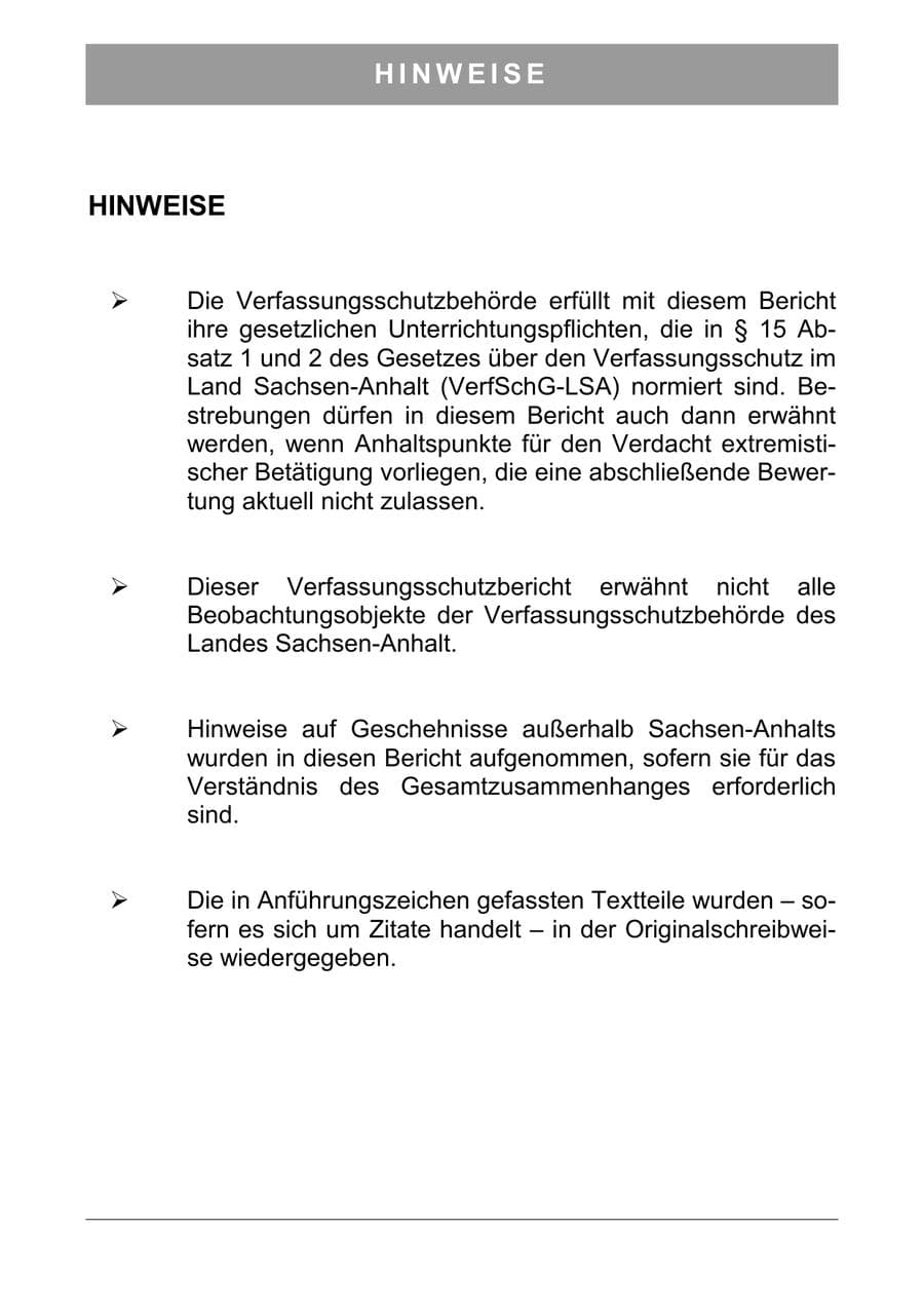 Seite 5 des Verfassungsschutzbericht 2006 Sachsen-Anhalt