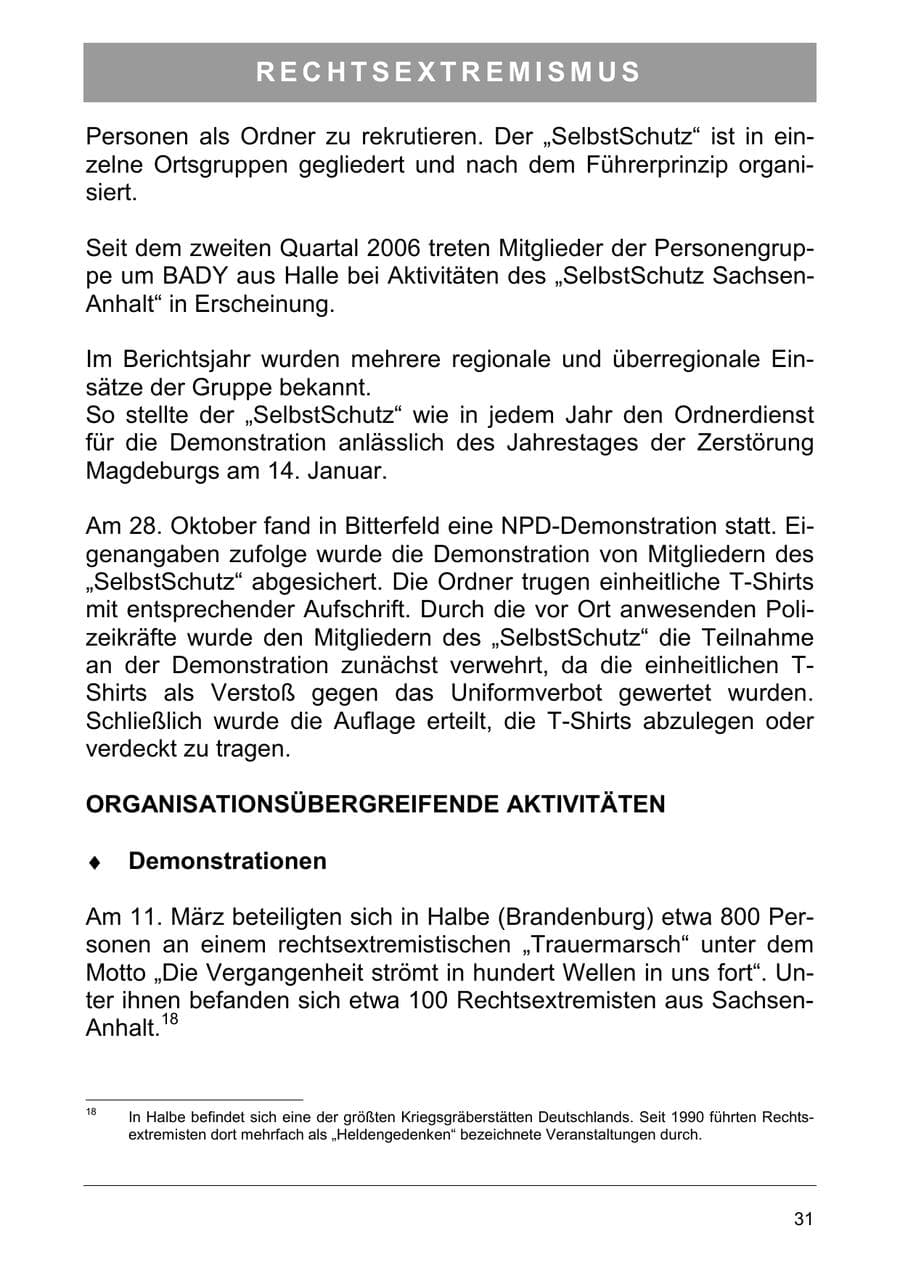 Seite 44 des Verfassungsschutzbericht 2006 Sachsen-Anhalt