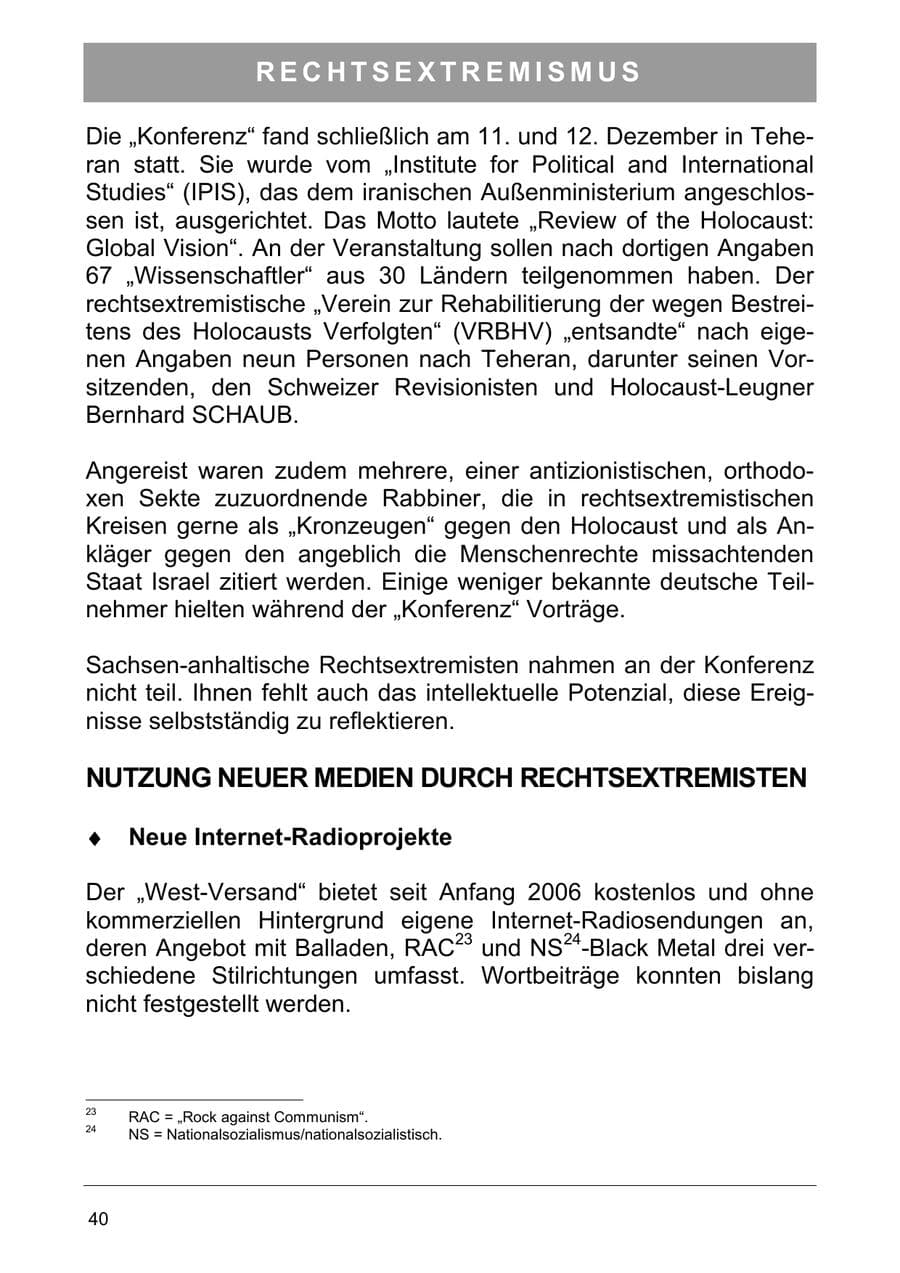 Seite 53 des Verfassungsschutzbericht 2006 Sachsen-Anhalt