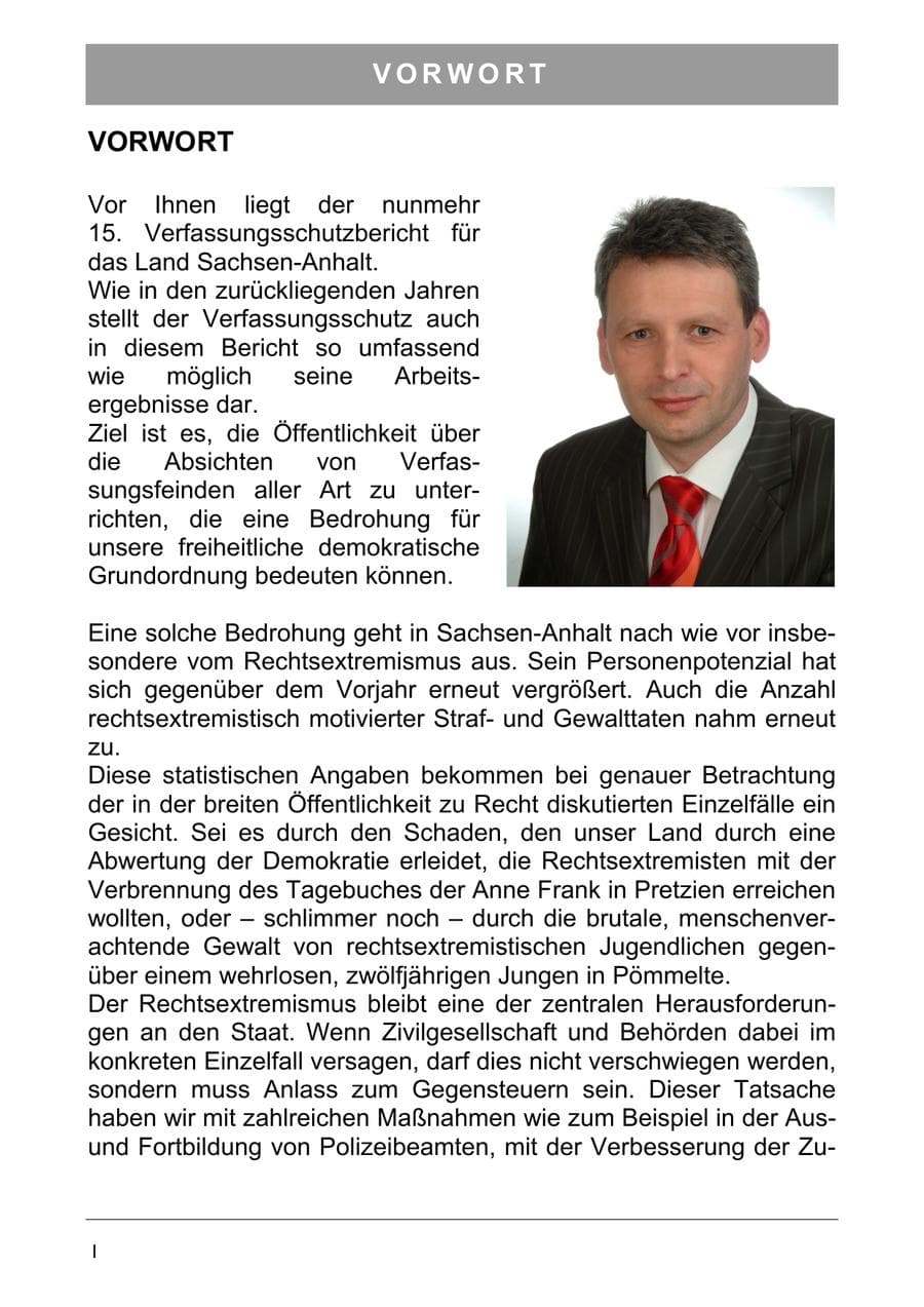 Seite 7 des Verfassungsschutzbericht 2006 Sachsen-Anhalt