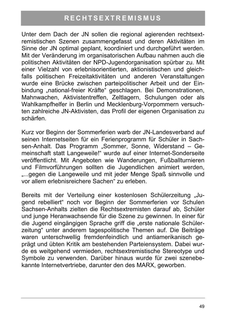 Seite 62 des Verfassungsschutzbericht 2006 Sachsen-Anhalt