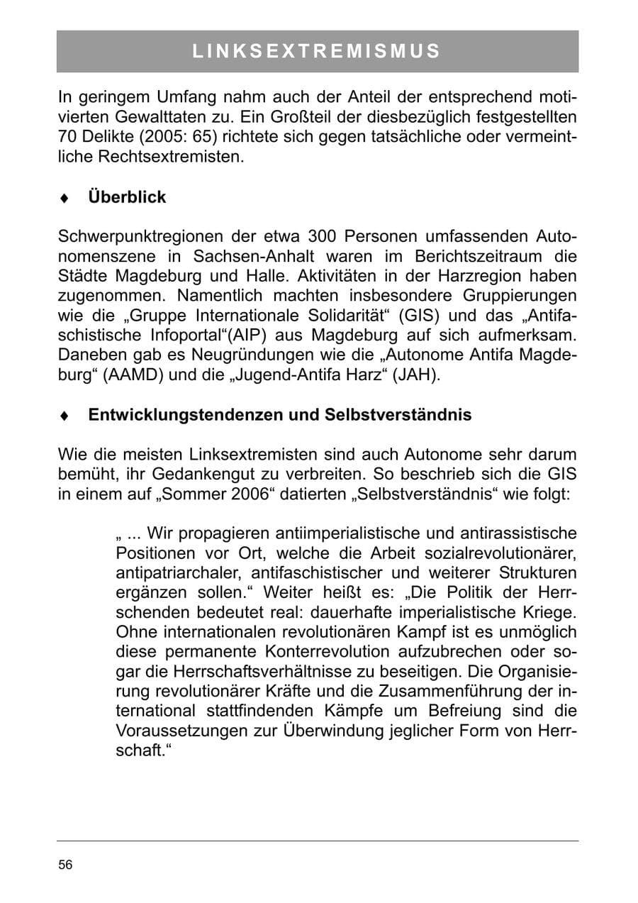 Seite 69 des Verfassungsschutzbericht 2006 Sachsen-Anhalt