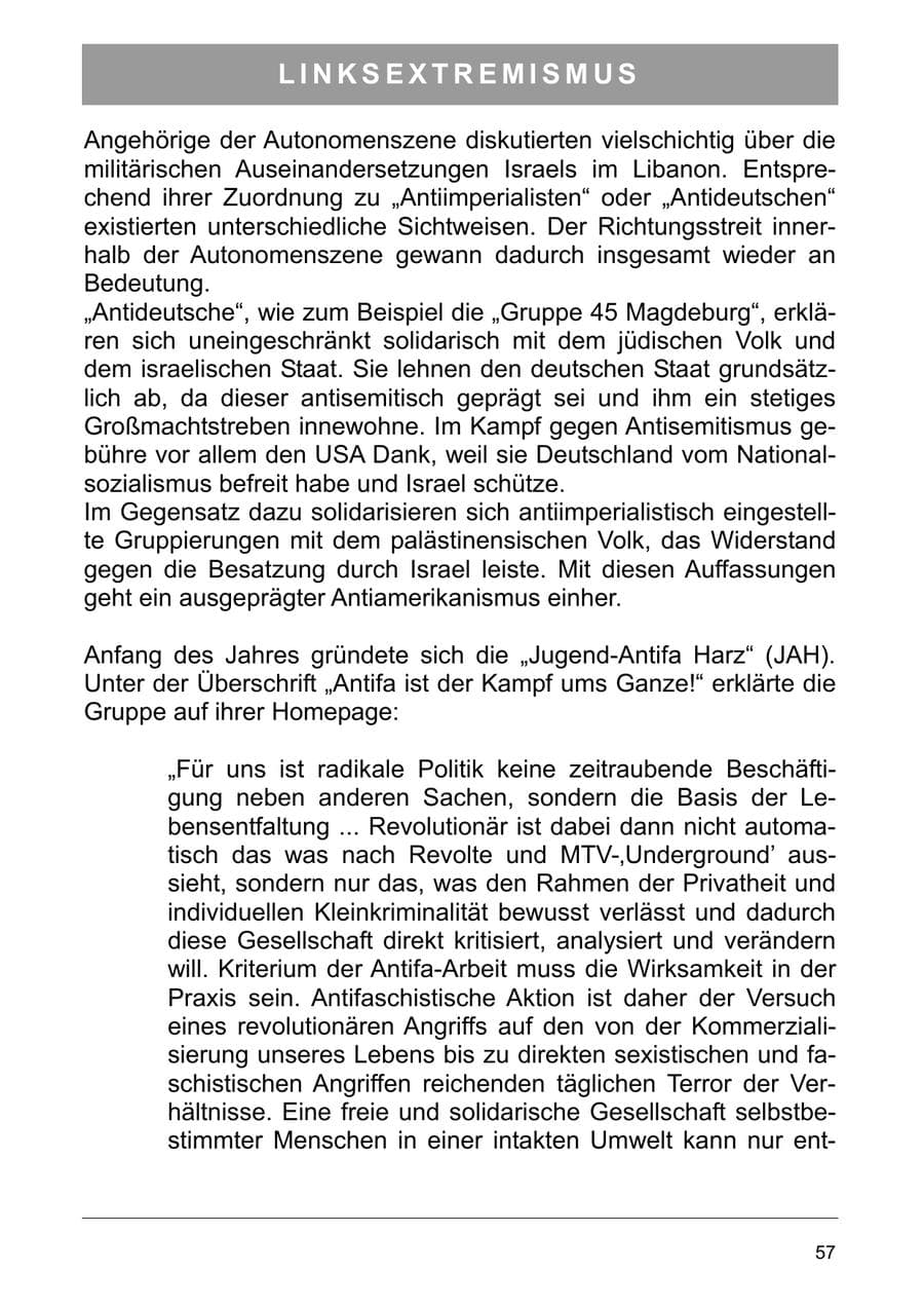 Seite 70 des Verfassungsschutzbericht 2006 Sachsen-Anhalt