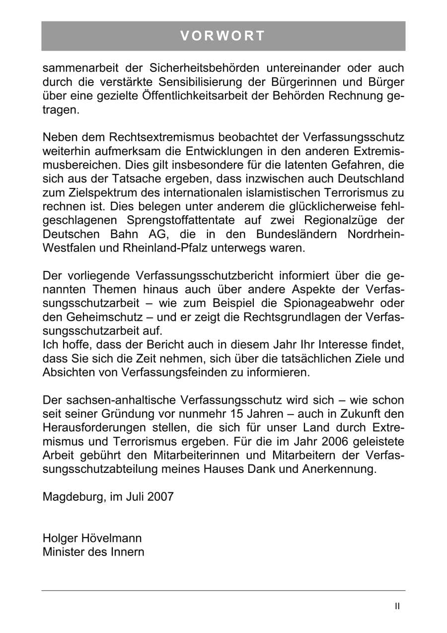 Seite 8 des Verfassungsschutzbericht 2006 Sachsen-Anhalt