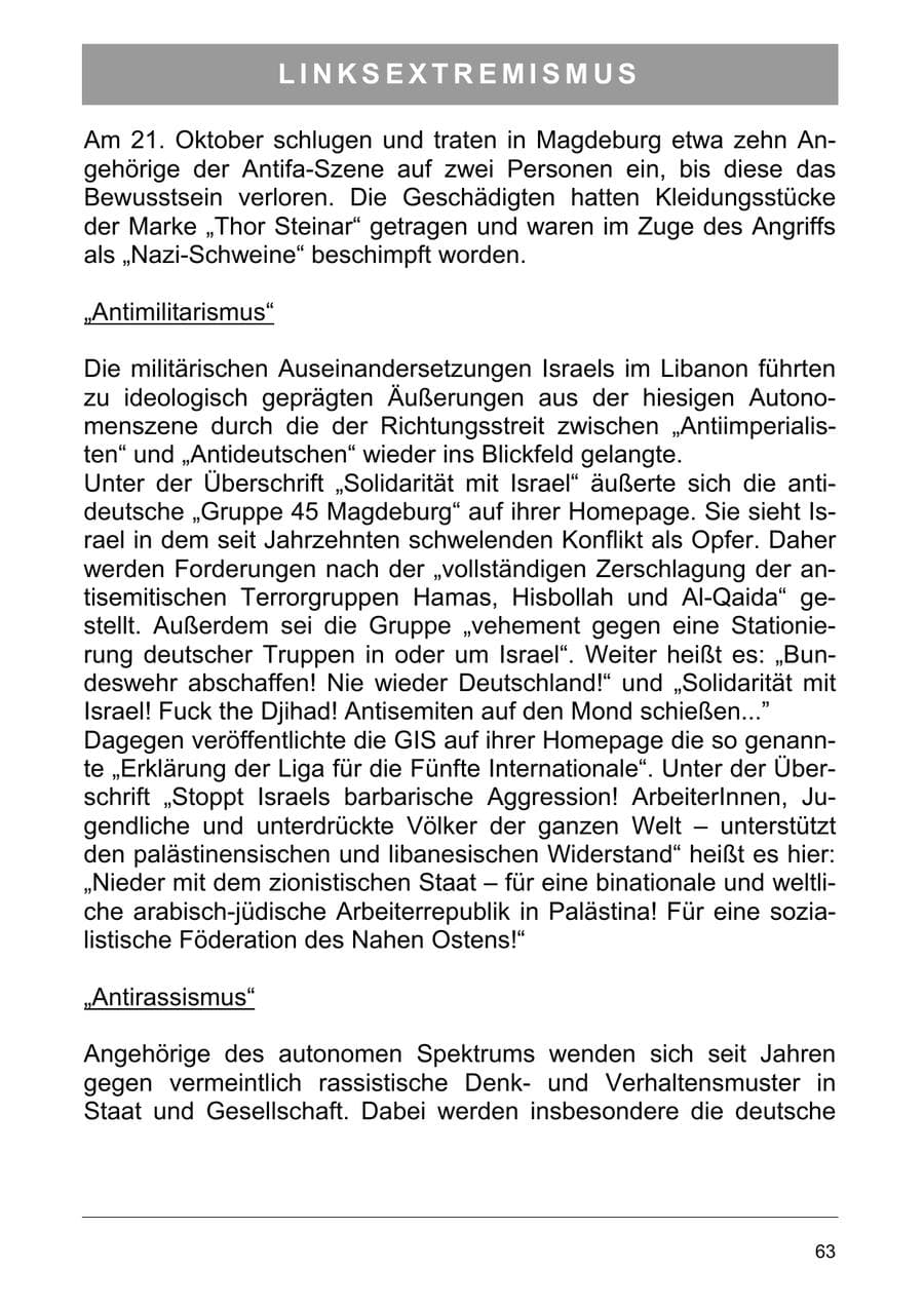 Seite 76 des Verfassungsschutzbericht 2006 Sachsen-Anhalt