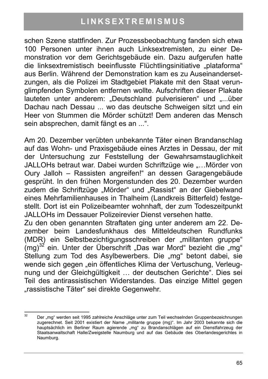 Seite 78 des Verfassungsschutzbericht 2006 Sachsen-Anhalt