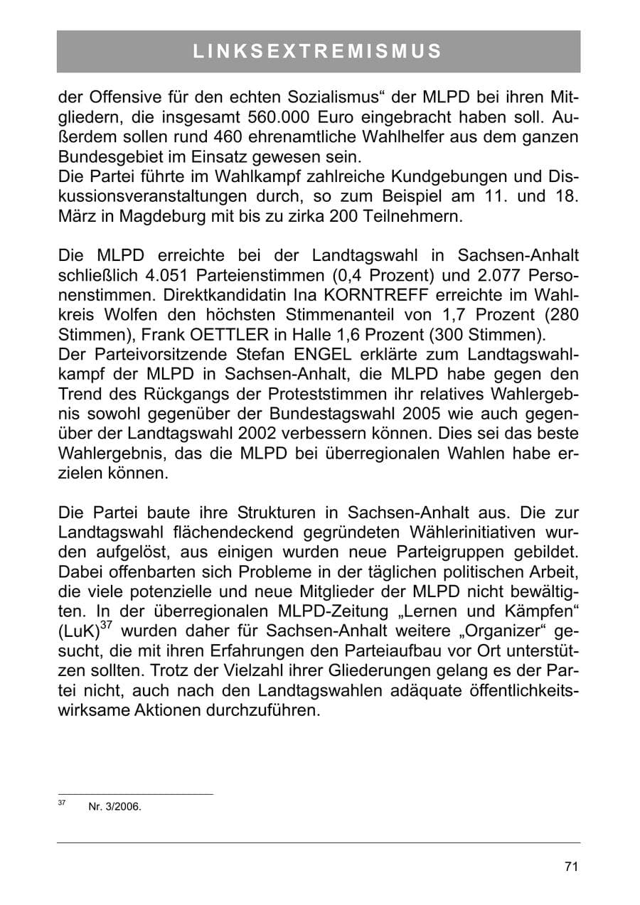 Seite 84 des Verfassungsschutzbericht 2006 Sachsen-Anhalt
