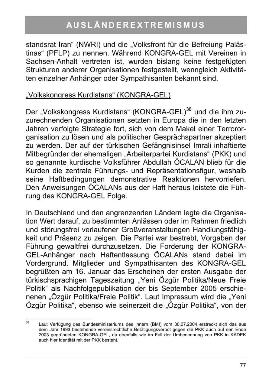 Seite 90 des Verfassungsschutzbericht 2006 Sachsen-Anhalt