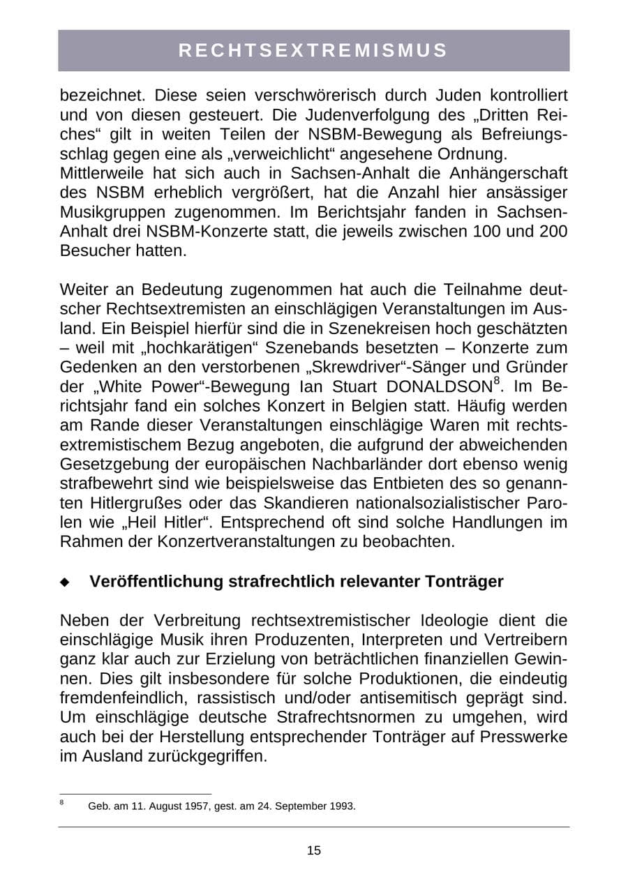 Seite 18 des Verfassungsschutzbericht 2007 Sachsen-Anhalt