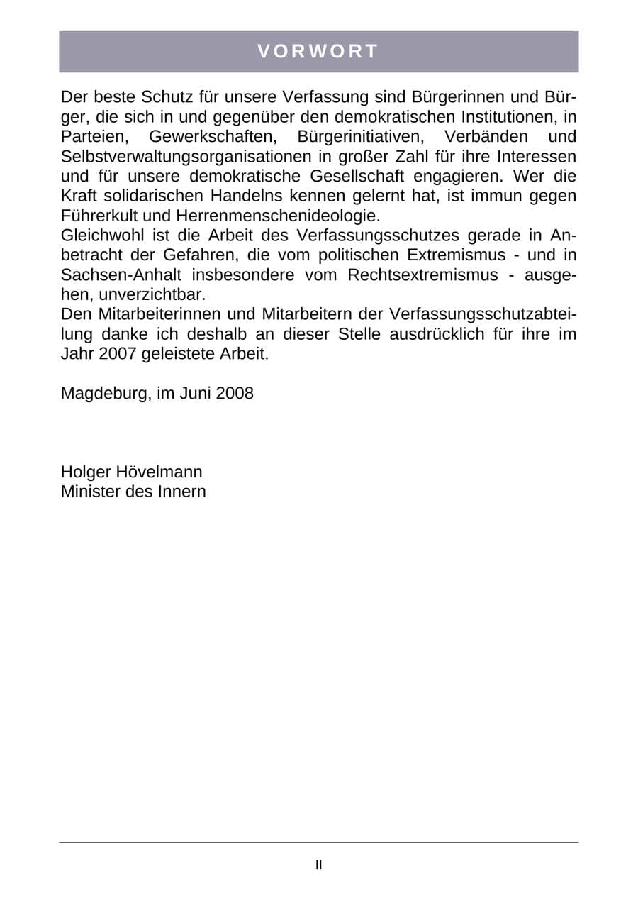 Seite 3 des Verfassungsschutzbericht 2007 Sachsen-Anhalt