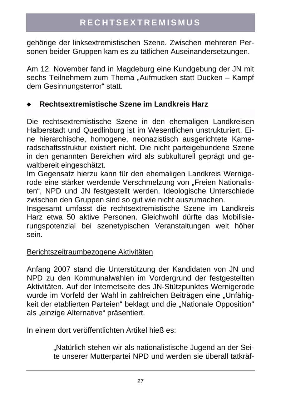 Seite 30 des Verfassungsschutzbericht 2007 Sachsen-Anhalt