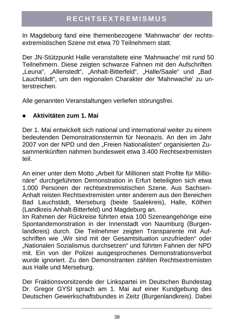 Seite 41 des Verfassungsschutzbericht 2007 Sachsen-Anhalt