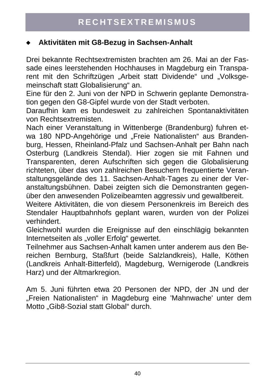 Seite 43 des Verfassungsschutzbericht 2007 Sachsen-Anhalt