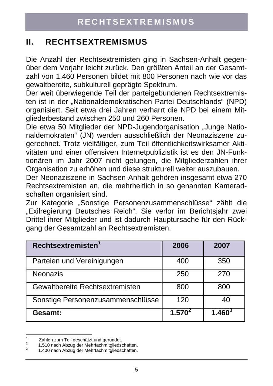Seite 8 des Verfassungsschutzbericht 2007 Sachsen-Anhalt