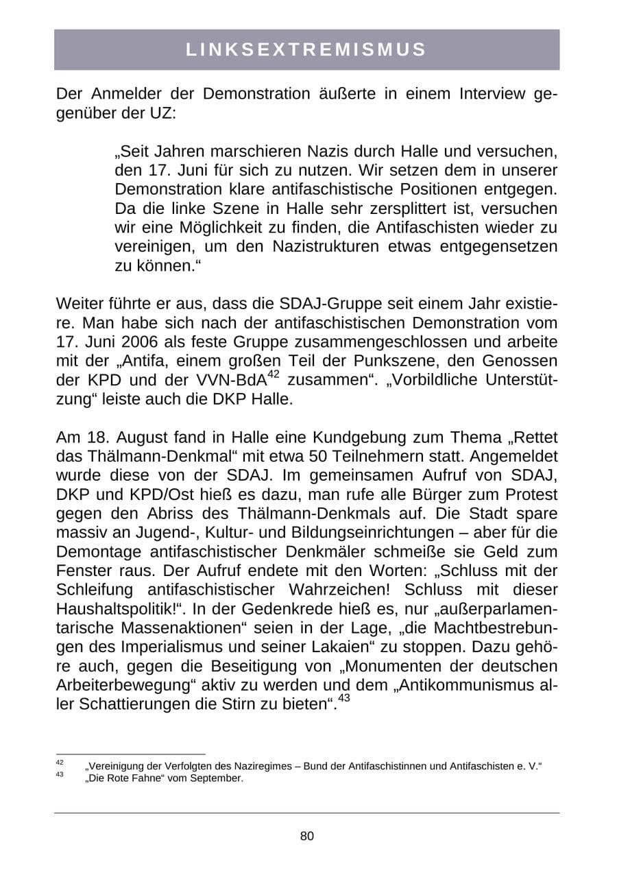 Seite 83 des Verfassungsschutzbericht 2007 Sachsen-Anhalt