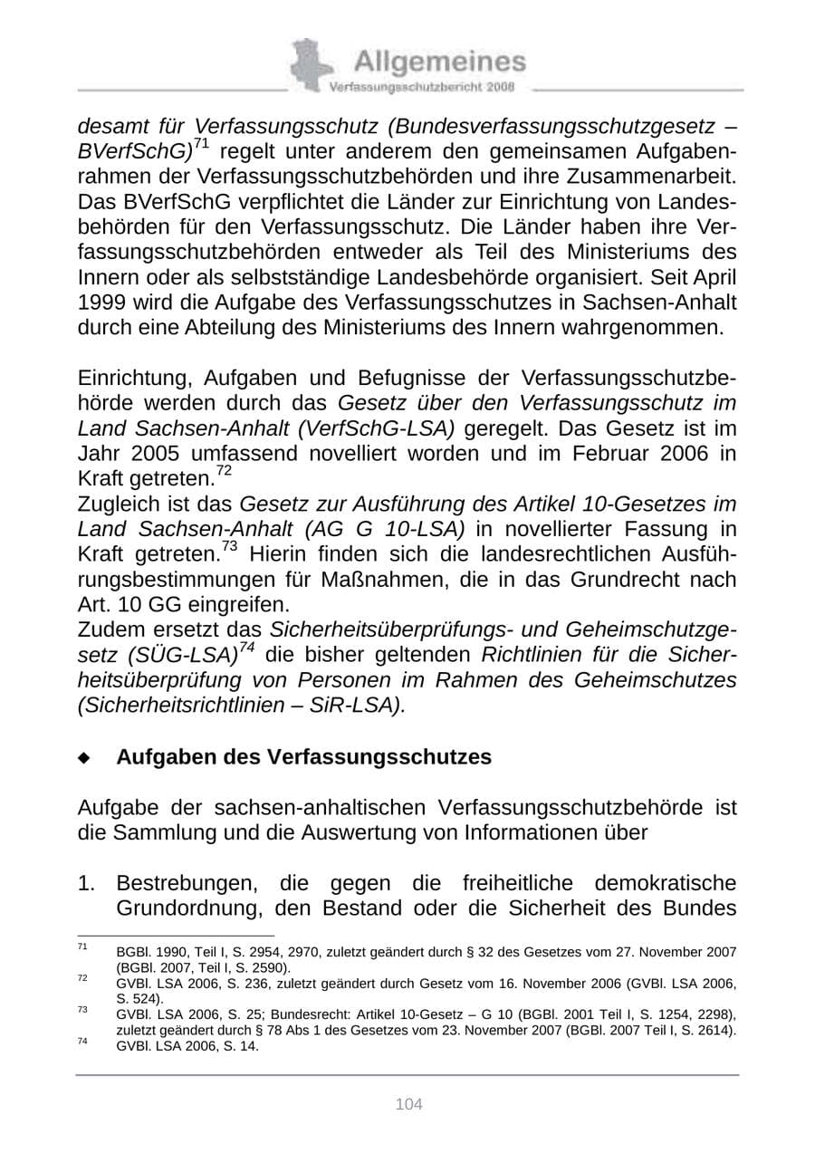 Seite 112 des Verfassungsschutzbericht 2008 Sachsen-Anhalt