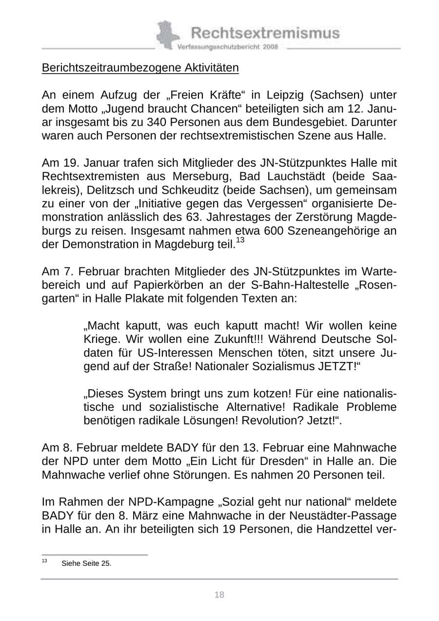 Seite 26 des Verfassungsschutzbericht 2008 Sachsen-Anhalt