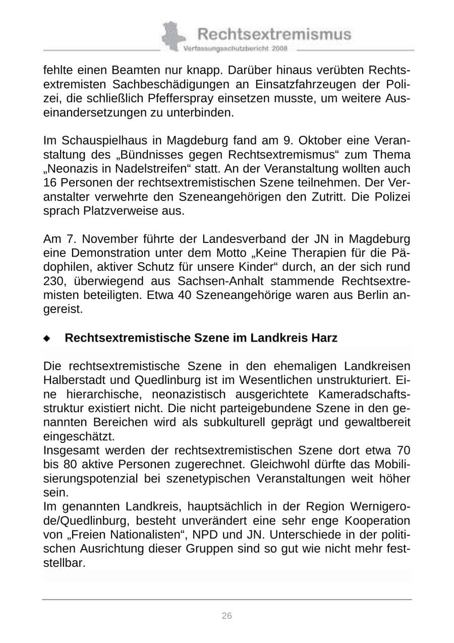 Seite 34 des Verfassungsschutzbericht 2008 Sachsen-Anhalt