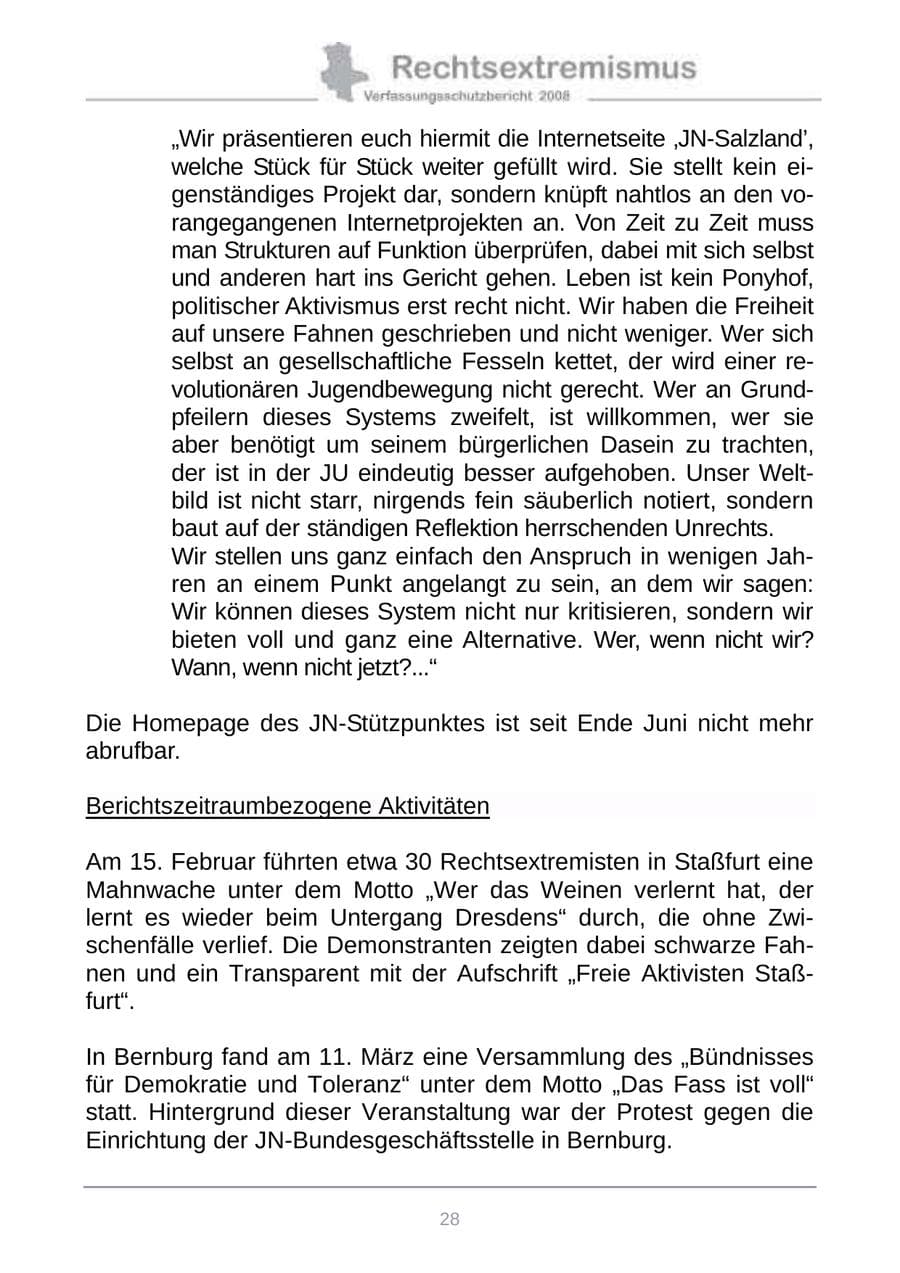 Seite 36 des Verfassungsschutzbericht 2008 Sachsen-Anhalt