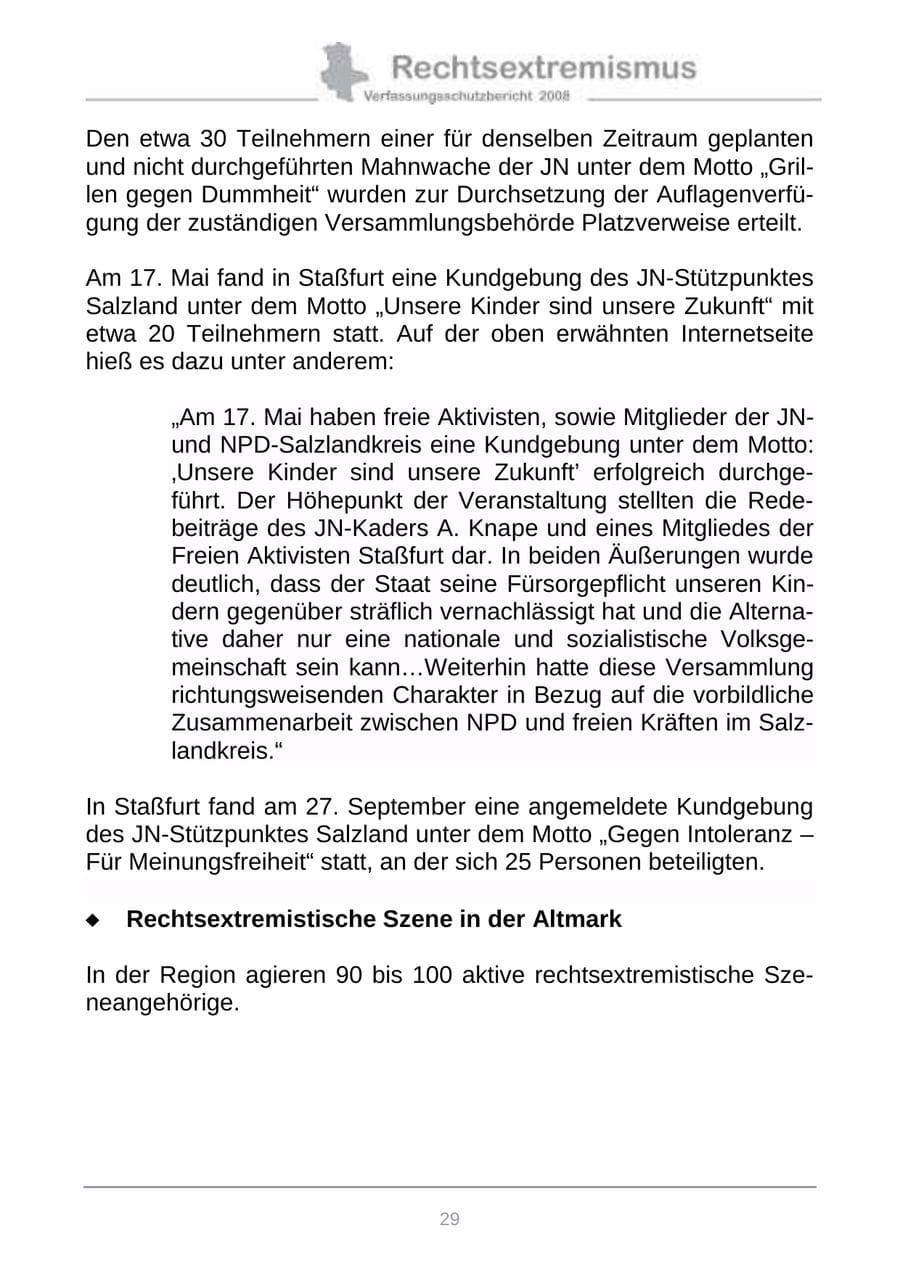 Seite 37 des Verfassungsschutzbericht 2008 Sachsen-Anhalt