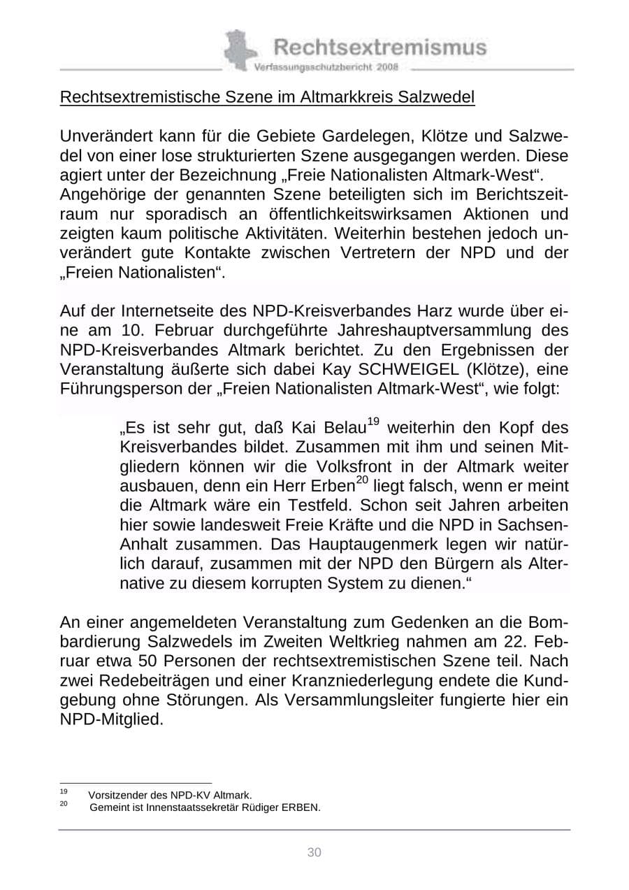 Seite 38 des Verfassungsschutzbericht 2008 Sachsen-Anhalt