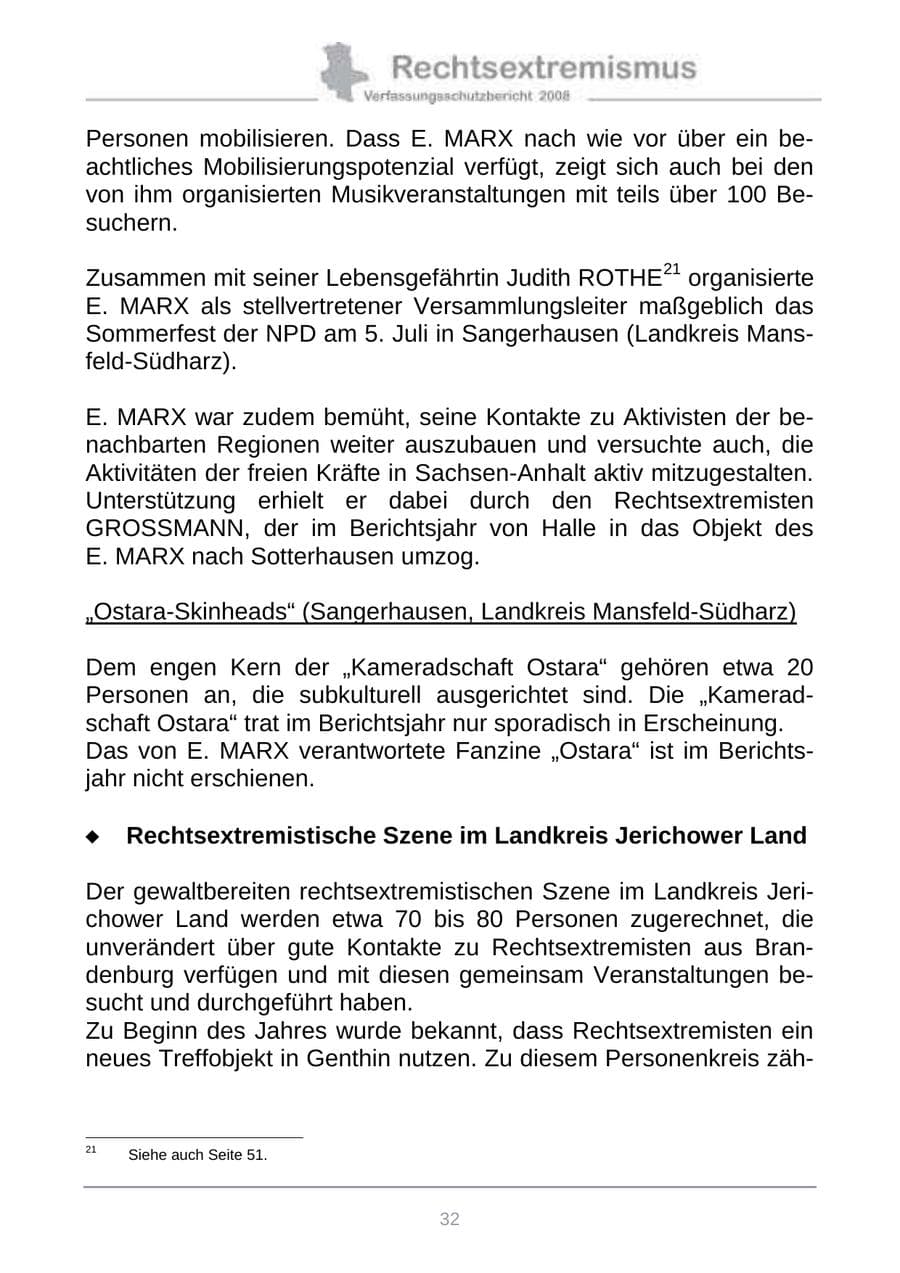 Seite 40 des Verfassungsschutzbericht 2008 Sachsen-Anhalt