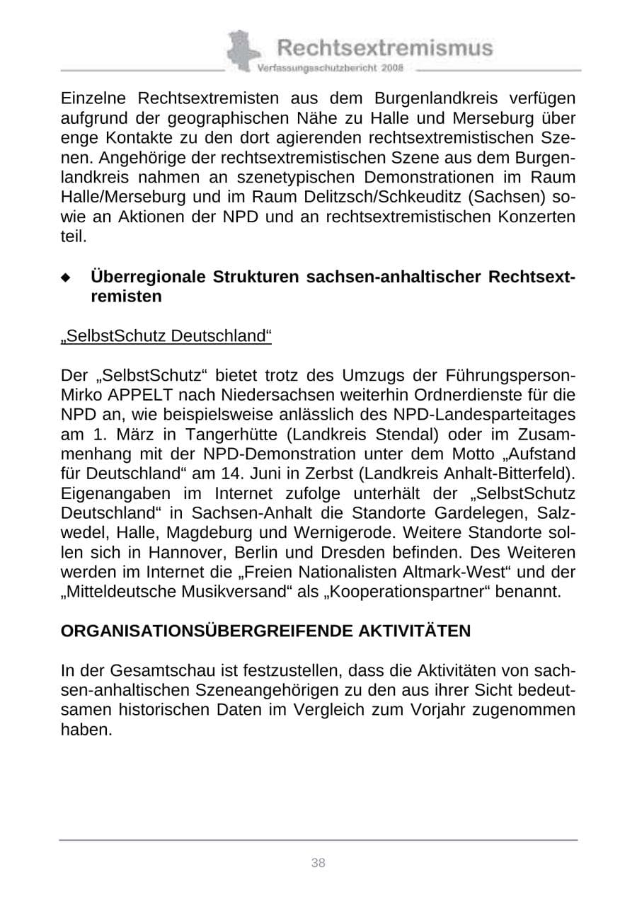 Seite 46 des Verfassungsschutzbericht 2008 Sachsen-Anhalt