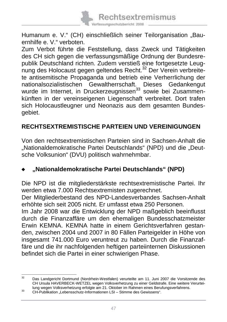 Seite 55 des Verfassungsschutzbericht 2008 Sachsen-Anhalt