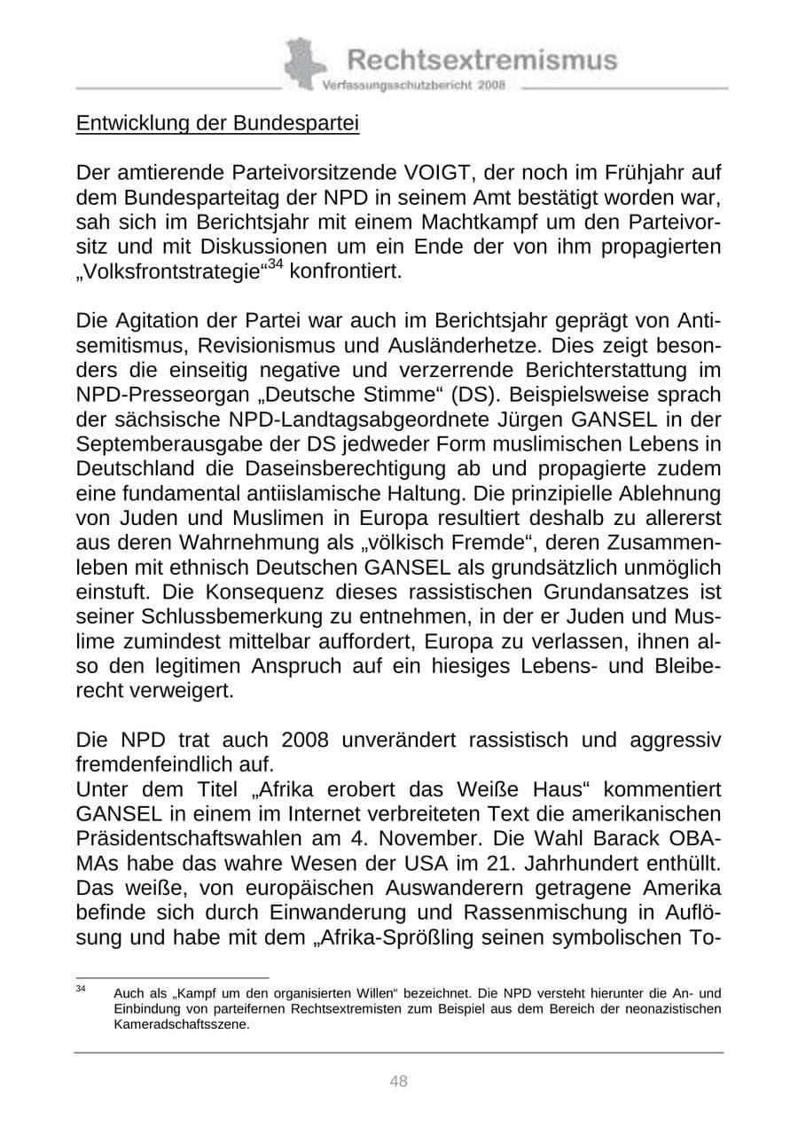 Seite 56 des Verfassungsschutzbericht 2008 Sachsen-Anhalt