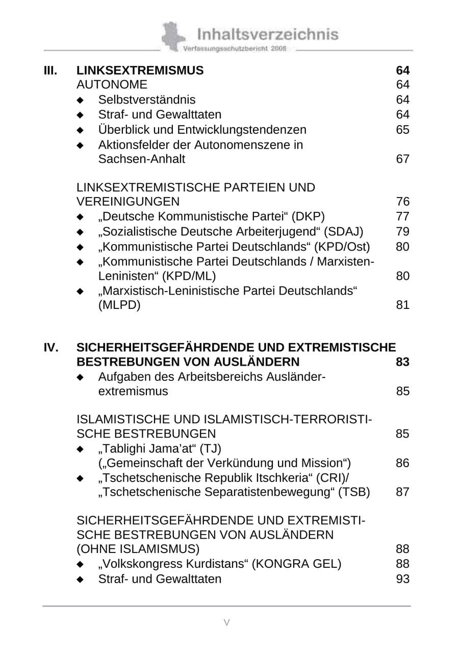 Seite 7 des Verfassungsschutzbericht 2008 Sachsen-Anhalt