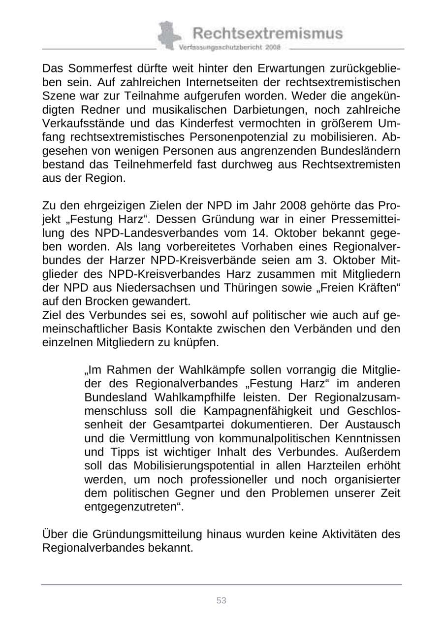 Seite 61 des Verfassungsschutzbericht 2008 Sachsen-Anhalt