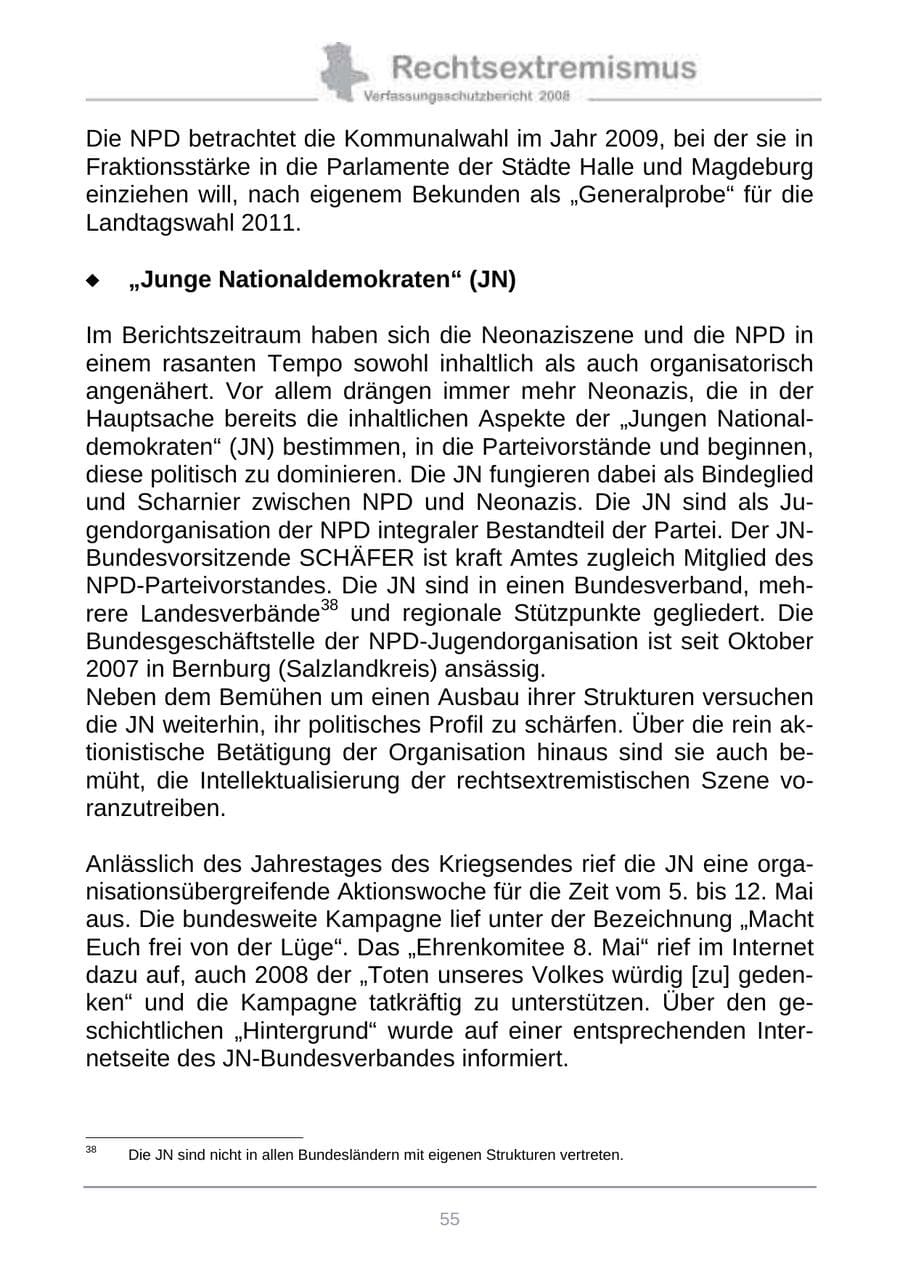 Seite 63 des Verfassungsschutzbericht 2008 Sachsen-Anhalt