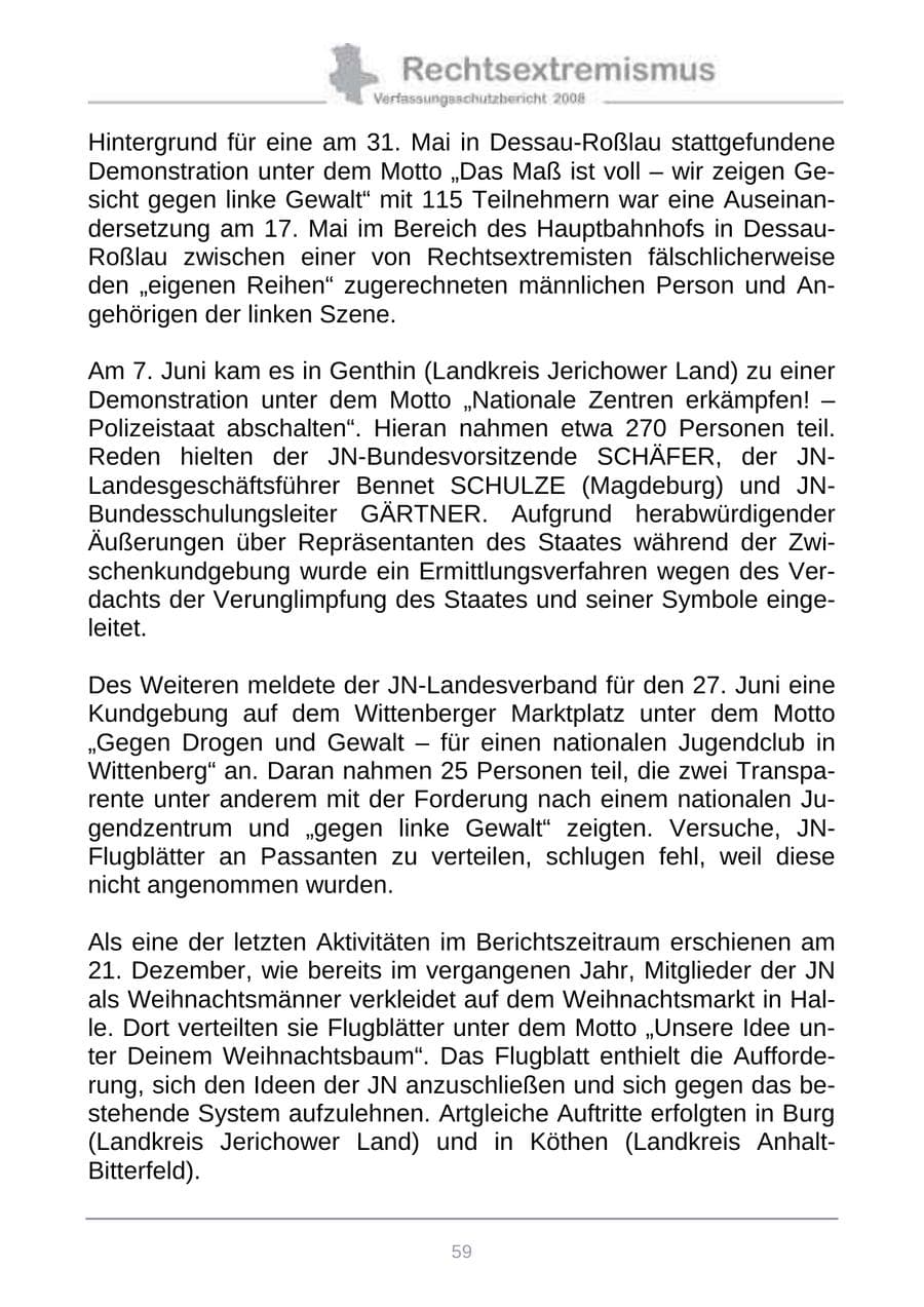 Seite 67 des Verfassungsschutzbericht 2008 Sachsen-Anhalt