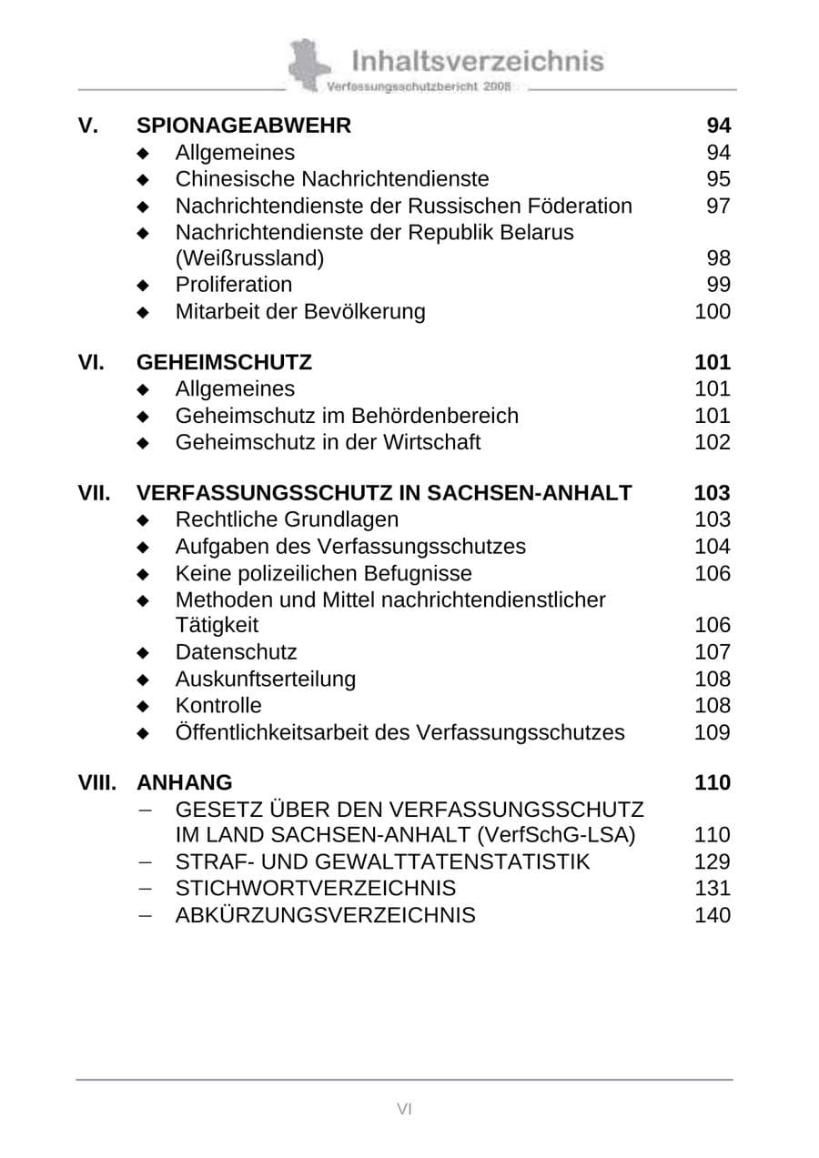 Seite 8 des Verfassungsschutzbericht 2008 Sachsen-Anhalt
