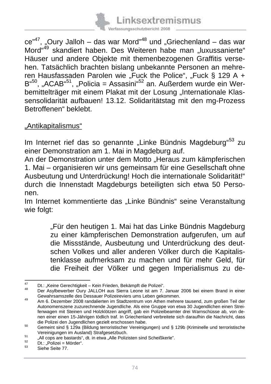 Seite 82 des Verfassungsschutzbericht 2008 Sachsen-Anhalt