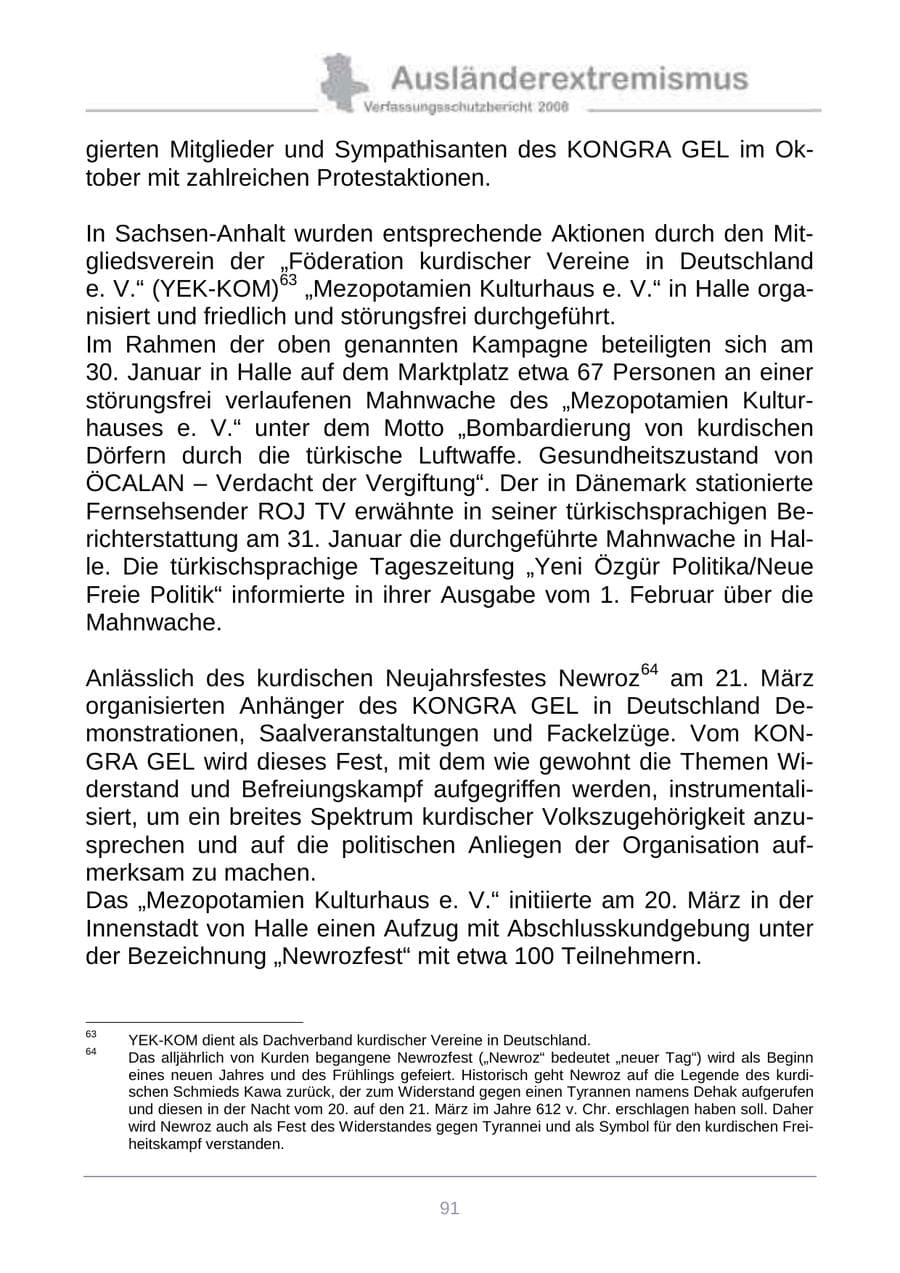 Seite 99 des Verfassungsschutzbericht 2008 Sachsen-Anhalt